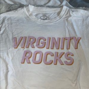 DANNY DUNCAN VIRGINITY ROCKS WHITE TEE SHIRT PINK